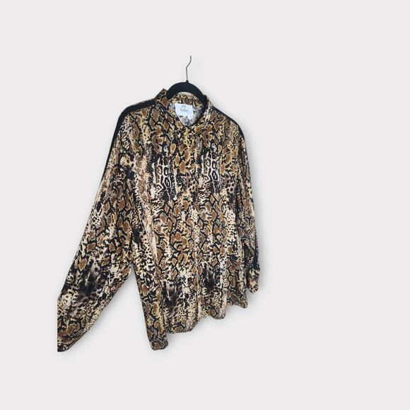 ba&sh Susie Lady Rust Snakeskin Print Button Blouse Long Sleeve Women’s Medium - Picture 3 of 8